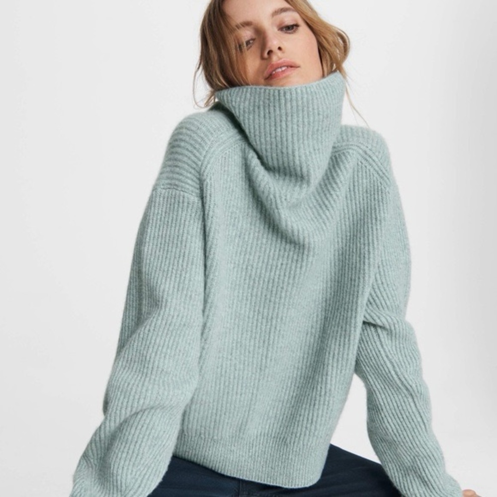 rag & bone Ribbed Turtleneck Sweater - Soft Blue